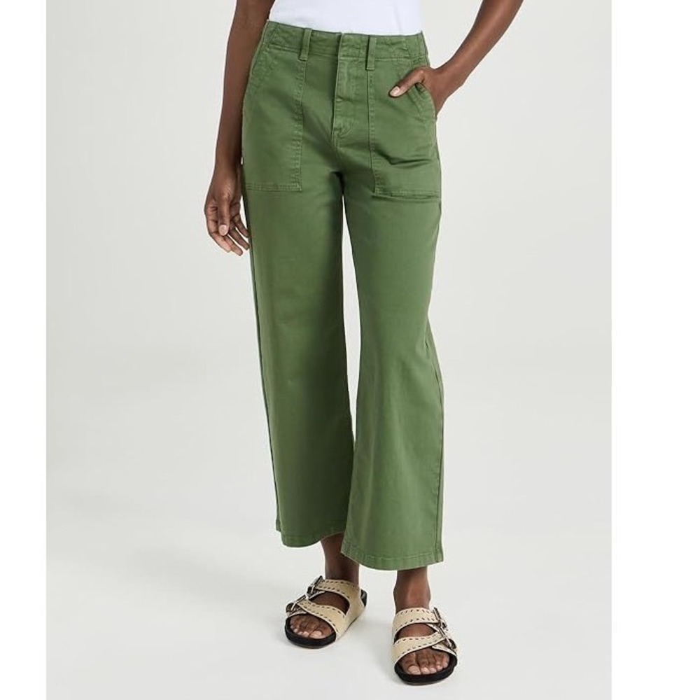 Pistola Sophia High Rise Wide Leg Utility Crop Pants Basil Green 26 Cargo